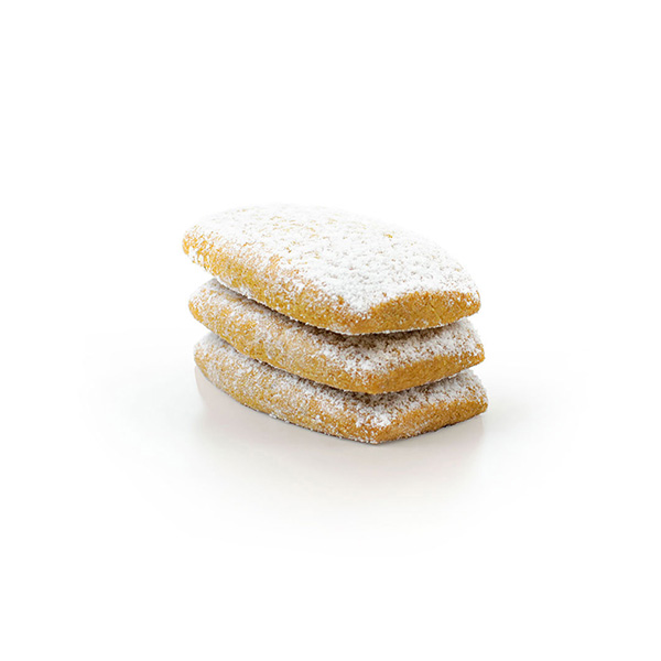 Lemon shortbread cookie coated with crystal sugar.